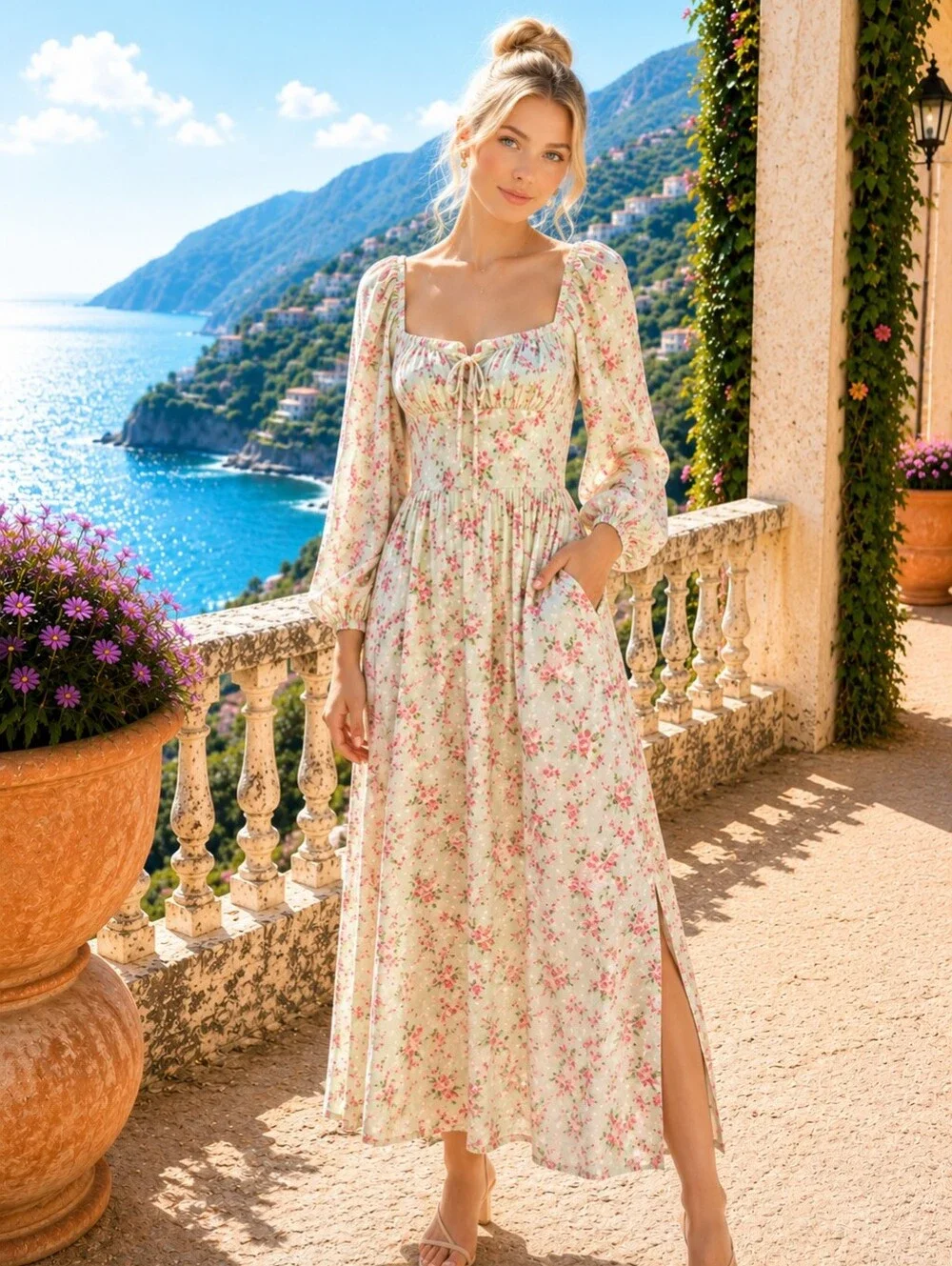 NWT Altard State Floral Midi Dress Mint Green Pink Medium Summer Boho Satin Bust - Picture 1 of 8